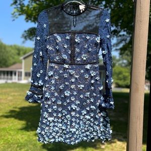 NWT $238 foxiedox | Felicia | Crochet Lace Dress with Sheer Lace Neck